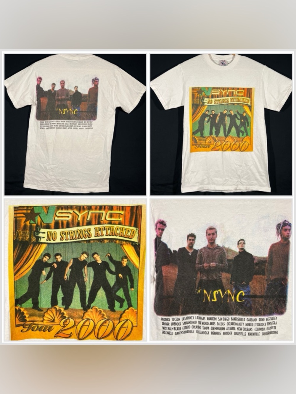 Vintage Y2K 2000 NSYNC Shirt Adult Small White No Strings Attached Tour Tee Band
